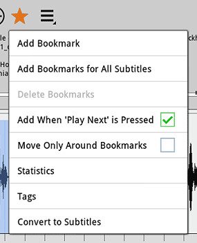 Bookmarks Actions menu