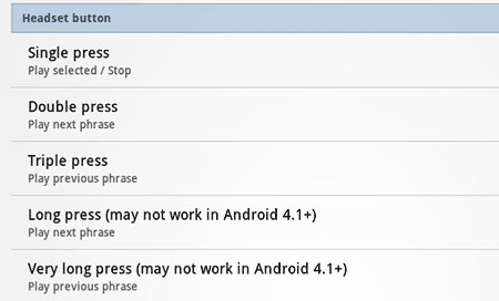 Headset button settings