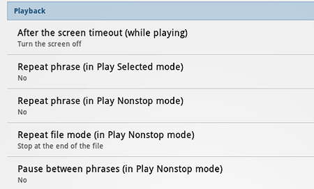 Playback settings